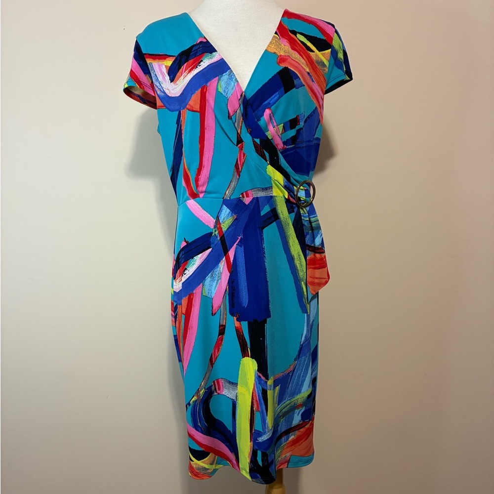 Frank Lyman Abstract Print Wrap Style Dress